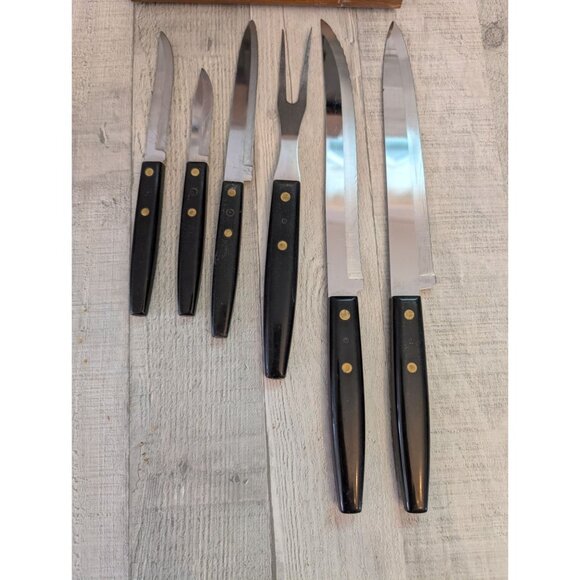 Town & Country By Washington Forge 6-Piece Knife Set Wood Handles & Block Stainl - Picture 7 of 11